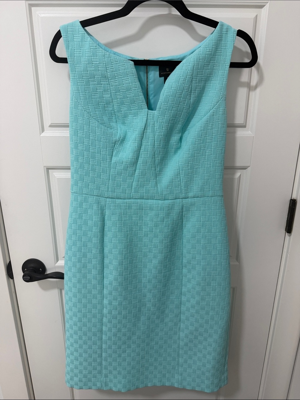 Worthington Aqua Textured V‑Neck Sheath Dress